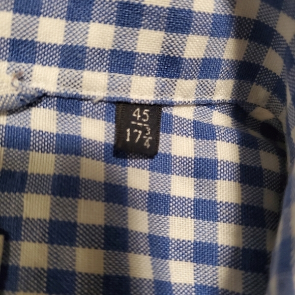 Breuer Blue and White Check Button Front Shirt SS size 173/4-45, Casual - Picture 7 of 8